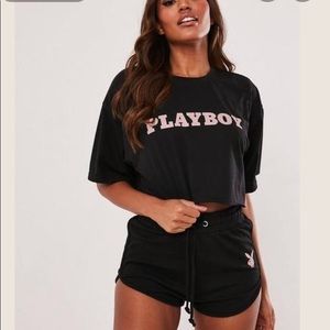 Misguided x playboy black shorts